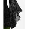 ROSE GAL Women Plus Size Flare Sleeves Ruffles Flower Lace Up 2 in 1 Top(Green_4)