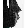 ROSE GAL Women Plus Size Flare Sleeves Ruffles Flower Lace Up 2 in 1 Top(Green_6)
