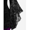 ROSE GAL Women Plus Size Flare Sleeves Ruffles Flower Lace Up 2 in 1 Top(Purple_3)