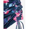 ROSE GAL Women Plus Size Floral Bikini Set Tummy Control Bathing Suit with Drawstring Ruched Bottom(Blue)