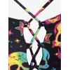 ROSE GAL Women Plus Size Goth Bikini Set Skulls Stars Print Strappy High Waisted Swimsuits(Black_1)