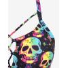 ROSE GAL Women Plus Size Goth Bikini Set Skulls Stars Print Strappy High Waisted Swimsuits(Black_1)