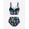 ROSE GAL Women Plus Size Goth Bikini Set Skulls Stars Print Strappy High Waisted Swimsuits(Blue_3)