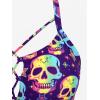 ROSE GAL Women Plus Size Goth Bikini Set Skulls Stars Print Strappy High Waisted Swimsuits(Purple_4)