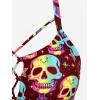 ROSE GAL Women Plus Size Goth Bikini Set Skulls Stars Print Strappy High Waisted Swimsuits(Red_1)