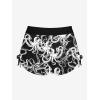 ROSE GAL Women Plus Size Goth Two Piece Tankini Swimsuit Set Funny Octopus Print Halter Twist Cinched Ruched Boyleg Swimsuits