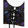 ROSE GAL Women Plus Size Gothic Bikini Sets Skull Stars Print Two Piece Bathing Suits Lace-up Swimwear(Black)