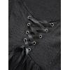 ROSE GAL Women Plus Size Gothic Blouse Skulls Mesh Flocking Flutter Sleeves Lace Up Crinkle Textured Goth Swing Top(Black)