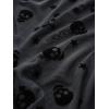 ROSE GAL Women Plus Size Gothic Blouse Skulls Mesh Flocking Flutter Sleeves Lace Up Crinkle Textured Goth Swing Top(Black)