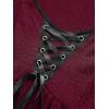 ROSE GAL Women Plus Size Gothic Blouse Skulls Mesh Flocking Flutter Sleeves Lace Up Crinkle Textured Goth Swing Top(Red)