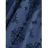 ROSE GAL Women Plus Size Gothic Cross Mesh Overlay Lace Panel Ruffles Midi Dress Vinatge Goth Dress(Blue_3)