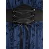 ROSE GAL Women Plus Size Gothic Cross Mesh Overlay Lace Panel Ruffles Midi Dress Vinatge Goth Dress(Blue_3)
