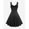 ROSE GAL Women Plus Size Gothic Cross Mesh Overlay Lace Panel Ruffles Midi Dress Vinatge Goth Dress(Blue_3)