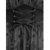 ROSE GAL Women Plus Size Gothic Cross Mesh Overlay Lace Panel Ruffles Midi Dress Vinatge Goth Dress(Gray_1)