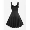 ROSE GAL Women Plus Size Gothic Cross Mesh Overlay Lace Panel Ruffles Midi Dress Vinatge Goth Dress(Gray_1)