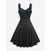 ROSE GAL Women Plus Size Gothic Cross Mesh Overlay Lace Panel Ruffles Midi Dress Vinatge Goth Dress(Green_1)