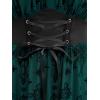ROSE GAL Women Plus Size Gothic Cross Mesh Overlay Lace Panel Ruffles Midi Dress Vinatge Goth Dress(Green_1)