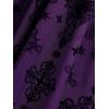 ROSE GAL Women Plus Size Gothic Cross Mesh Overlay Lace Panel Ruffles Midi Dress Vinatge Goth Dress(Purple_1)