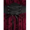 ROSE GAL Women Plus Size Gothic Cross Mesh Overlay Lace Panel Ruffles Midi Dress Vinatge Goth Dress(Red_1)
