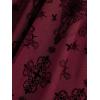 ROSE GAL Women Plus Size Gothic Cross Mesh Overlay Lace Panel Ruffles Midi Dress Vinatge Goth Dress(Red_1)