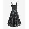 ROSE GAL Women Plus Size Gothic Dress Floral Chain Decor High Waisted Midi Tank Dress(Black)