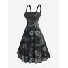 ROSE GAL Women Plus Size Gothic Dress Floral Chain Decor High Waisted Midi Tank Dress(Black)