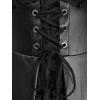 ROSE GAL Women Plus Size Gothic Lace-up PU Leather Patchwork Flocking Midi Dress Buckles Lace Trim Vintage Goth Midi Dress(Black_1)