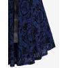 ROSE GAL Women Plus Size Gothic Lace-up PU Leather Patchwork Flocking Midi Dress Buckles Lace Trim Vintage Goth Midi Dress(Blue_1)