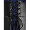 ROSE GAL Women Plus Size Gothic Lace-up PU Leather Patchwork Flocking Midi Dress Buckles Lace Trim Vintage Goth Midi Dress(Blue_1)
