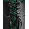 ROSE GAL Women Plus Size Gothic Lace-up PU Leather Patchwork Flocking Midi Dress Buckles Lace Trim Vintage Goth Midi Dress(Green_1)