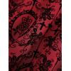 ROSE GAL Women Plus Size Gothic Lace-up PU Leather Patchwork Flocking Midi Dress Buckles Lace Trim Vintage Goth Midi Dress(Red_2)