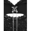 ROSE GAL Women Plus Size Gothic Punk Lace Panel Bell Sleeves Chains Hooded Strug and Textured Tank Top Set(Black_1)