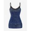 ROSE GAL Women Plus Size Gothic Punk Lace Panel Bell Sleeves Chains Hooded Strug and Textured Tank Top Set(Blue_1)