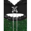 ROSE GAL Women Plus Size Gothic Punk Lace Panel Bell Sleeves Chains Hooded Strug and Textured Tank Top Set(Green_1)