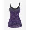 ROSE GAL Women Plus Size Gothic Punk Lace Panel Bell Sleeves Chains Hooded Strug and Textured Tank Top Set(Purple_1)