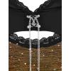 ROSE GAL Women Plus Size Gothic Punk Lace Panel Bell Sleeves Chains Hooded Strug and Textured Tank Top Set(Yellow_1)