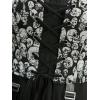 ROSE GAL Women Plus Size Gothic Steampunk Renaissance Cold Shoulder Midi Lace-up Skull Jacquard Corset Dress(Black)
