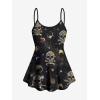 ROSE GAL Women Plus Size Gothic Tummy Control Modest Tankini Swimsuit Skulls Print Two Piece Bathing Suits(Black)