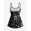ROSE GAL Women Plus Size Gothic Tummy Control Modest Tankini Swimsuit Skulls Print Two Piece Bathing Suits(Black)