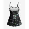 ROSE GAL Women Plus Size Gothic Tummy Control Modest Tankini Swimsuit Skulls Print Two Piece Bathing Suits(Blue)