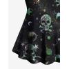 ROSE GAL Women Plus Size Gothic Tummy Control Modest Tankini Swimsuit Skulls Print Two Piece Bathing Suits(Blue)