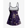 ROSE GAL Women Plus Size Gothic Tummy Control Modest Tankini Swimsuit Skulls Print Two Piece Bathing Suits(Deep Purple)