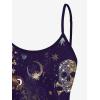ROSE GAL Women Plus Size Gothic Tummy Control Modest Tankini Swimsuit Skulls Print Two Piece Bathing Suits(Deep Purple)