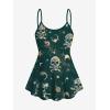 ROSE GAL Women Plus Size Gothic Tummy Control Modest Tankini Swimsuit Skulls Print Two Piece Bathing Suits(Green_1)
