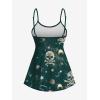ROSE GAL Women Plus Size Gothic Tummy Control Modest Tankini Swimsuit Skulls Print Two Piece Bathing Suits(Green_1)