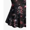 ROSE GAL Women Plus Size Gothic Tummy Control Modest Tankini Swimsuit Skulls Print Two Piece Bathing Suits(Red)