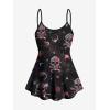 ROSE GAL Women Plus Size Gothic Tummy Control Modest Tankini Swimsuit Skulls Print Two Piece Bathing Suits(Red)