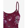 ROSE GAL Women Plus Size Gothic Tummy Control Modest Tankini Swimsuit Skulls Print Two Piece Bathing Suits(Red_1)