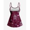 ROSE GAL Women Plus Size Gothic Tummy Control Modest Tankini Swimsuit Skulls Print Two Piece Bathing Suits(Red_1)