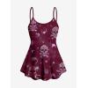 ROSE GAL Women Plus Size Gothic Tummy Control Modest Tankini Swimsuit Skulls Print Two Piece Bathing Suits(Red_1)